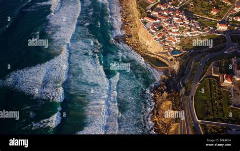 Aerial Drone View Of Azenhas Do Mar Portugal Natural Pool In The