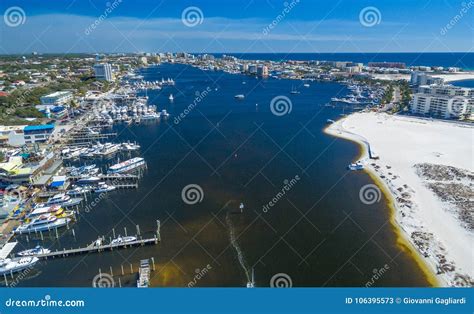 Aerial View Of Destin Skyline And Beach Florida In Winter Stock Image Image Of Summer Coast