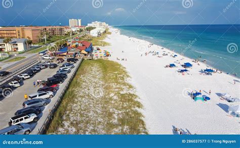 Aerial View Scenic Gulf Drive Toward Miramar Beach East Of Destin With