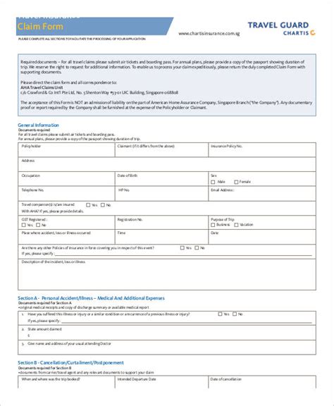 Aig Travel Insurance Claim Form Pdf Claimforms Net