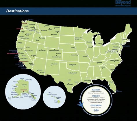 Airline Destination Map Horizon Edition Magazine Alaska Airlines