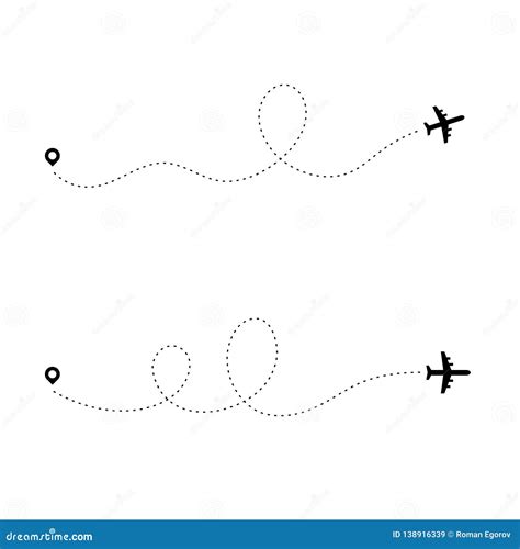 Airplane Dotted Route Line Flight Tourism Route Path Plane Flights