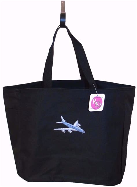 Airplane Essential Tote Bag Flight Attendant Airline Custom Embroidered