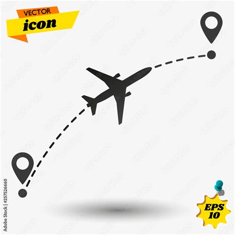 Airplane Flight Route Flight Tourism Route Path Starting Pin To