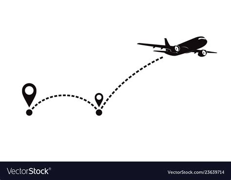 Airplane Fligth Route Or Air Plane Destination Vector Image