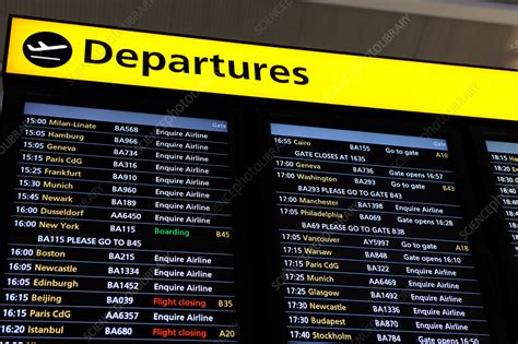 Airport Terminal Departure Board Stock Image C037 8604 Science