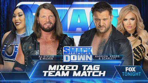 Aj Styles Amp Michin Vs Karrion Kross Amp Scarlett Smackdown Highlights June 16 2023 Youtube