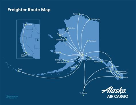 Alaska Air Route Map Color 2018