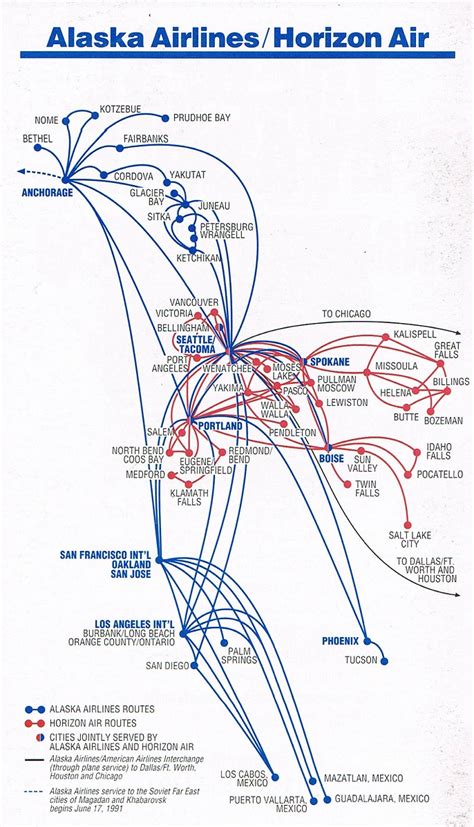 Alaska Airlines January 8 1991 Route Map