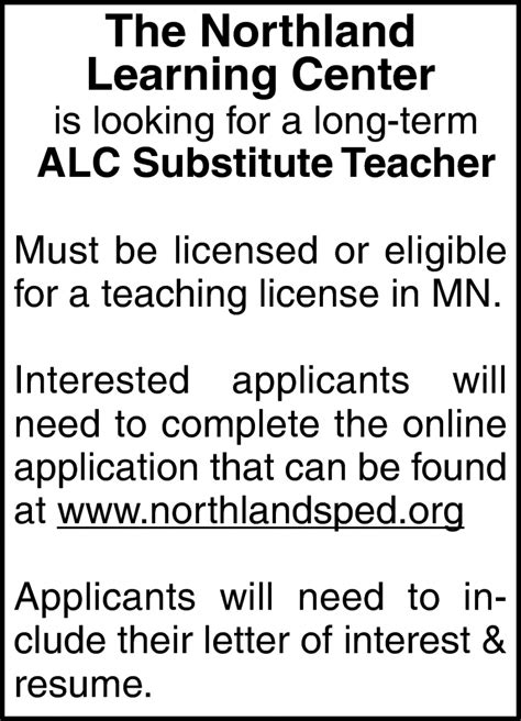 Alc Substitute Teacher Northland Learning Center Virginia Mn