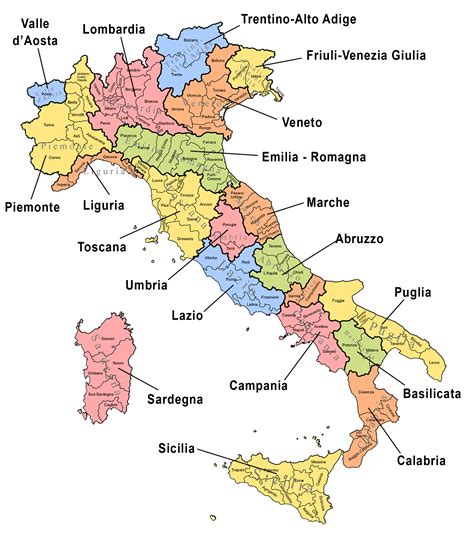 All 20 Regions Of Italy And Their Capitals Printable Online