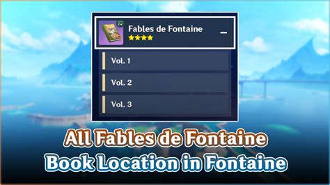 All 3 Volumes Of Fables De Fontaine Book Locations Genshin Impact