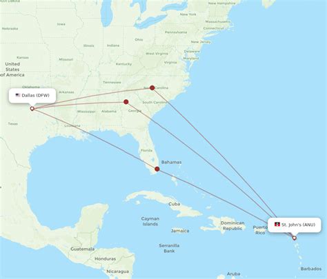 All Flight Routes From Dallas To Antigua Dfw To Anu Flight Routes