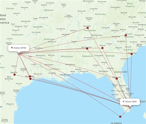 All Flight Routes From Dallas To Miami Dfw To Mia Flight Routes