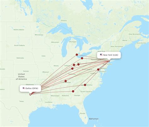 All Flight Routes From Dallas To New York Dfw To Lga Flight Routes