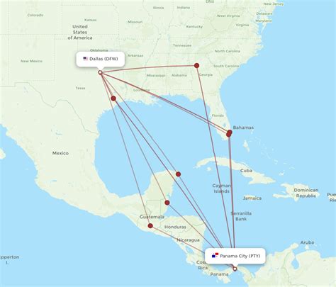 All Flight Routes From Dallas To Panama City Dfw To Pty Flight Routes