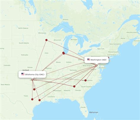 All Flight Routes From Dulles To Oklahoma City Iad To Okc Flight Routes