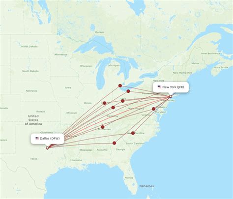 All Flight Routes From New York To Dallas Jfk To Dfw Flight Routes