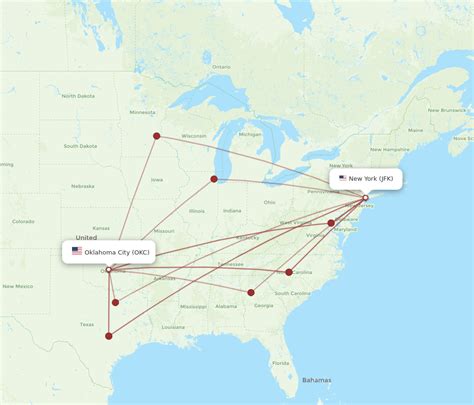 All Flight Routes From New York To Oklahoma City Jfk To Okc Flight