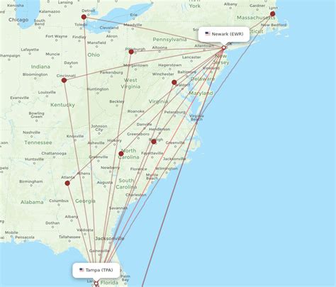 All Flight Routes From New York To Tampa Ewr To Tpa Flight Routes