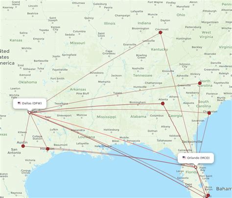 All Flight Routes From Orlando To Dallas Mco To Dfw Flight Routes