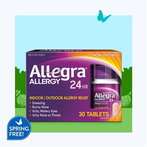 Allegra Adult 24Hr Non Drowsy Allergy Symptom Relief 30 Tablets