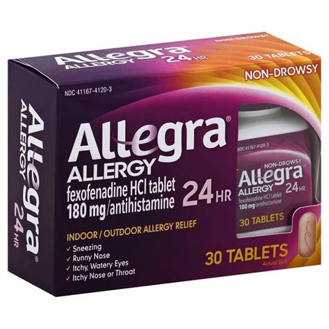 Allegra Allergy Relief Non Drowsy 180 Mg Tablets 30 Each From