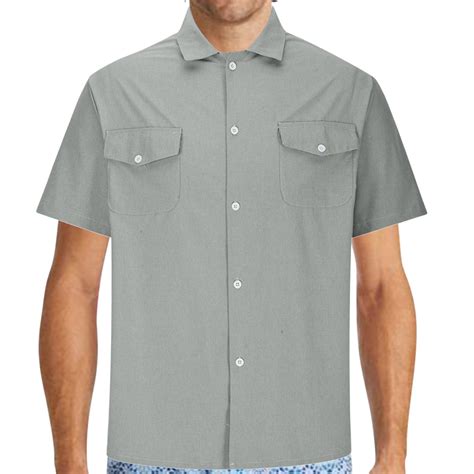 Alllist Casual Men Shirts Big And Tall Collared Short Sleeve Button