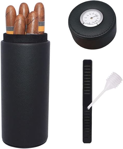 Amazon Com Amancy Black Leather Giftable Cigar Cylinder Humidor For 5