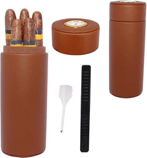 Amazon Com Amancy Practical Travel 5 Cigar Humidor Brown Leather Cedar