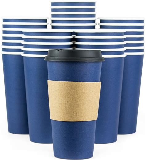 Amazon Com Glowcoast Disposable Coffee Cups With Lids 20 Oz To Go Coffee Cup 80 Pack Large