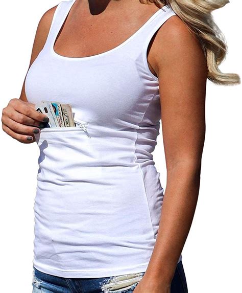 Amazon.com: Unisex Tank Top With Hidden Zipper Pockets, 100% Pickpocket ...