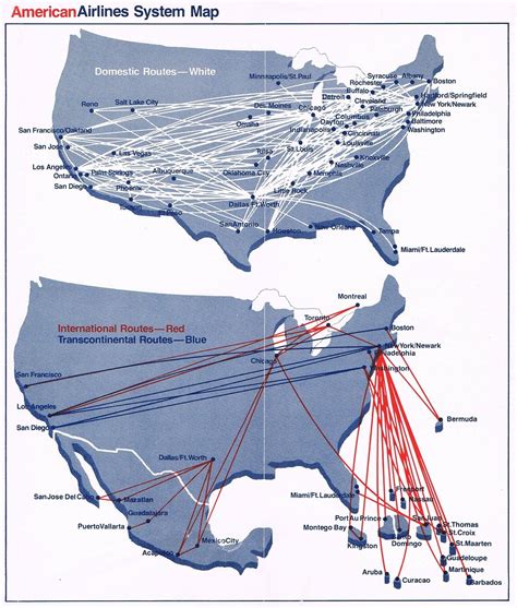 American Airlines January 15 1980 Route Map Route Map American