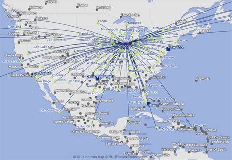 American Airlines Route Map North America From Chicago O Hare