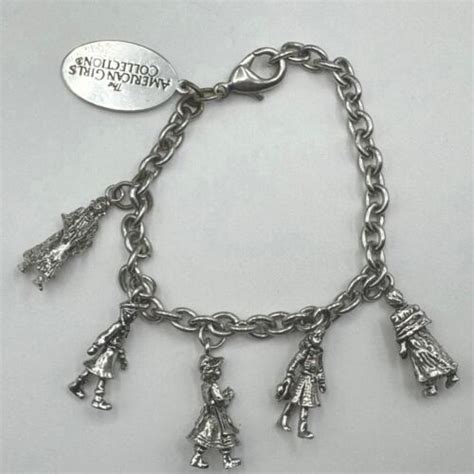 American Girl Charm Bracelet 5 Doll Charms Silver Tone Ebay