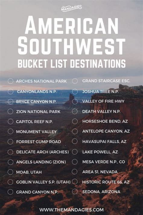 American Southwest Bucket List This Includes Areas Like Utah Arizona