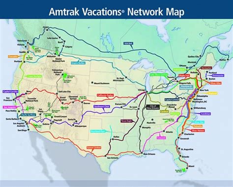 Amtrak Vacations Network Map Train Travel Usa Cross Country Train Trip Train Journey