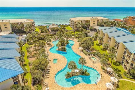 An Aerial View Of The Pool And Beach Area At Ocean Club In Destinia Florida