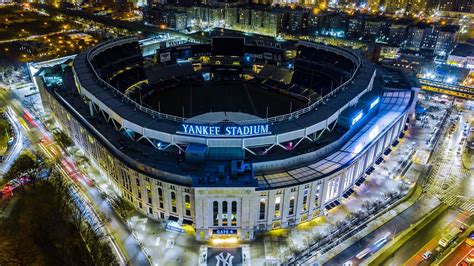 An Aerial View Of Yankee Stadium At Night