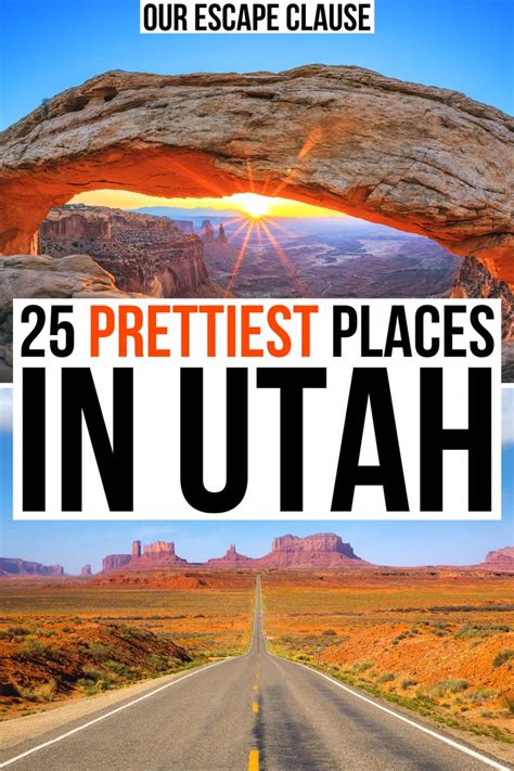 An Open Road With The Words 25 Prettiest Places In Utah Written Below It