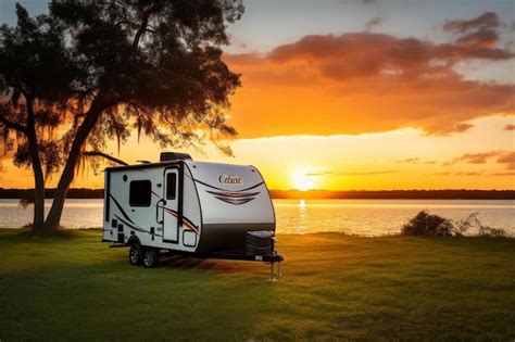 An Rv Parked On The Side Of A Road Next To A Fence And Grass Field