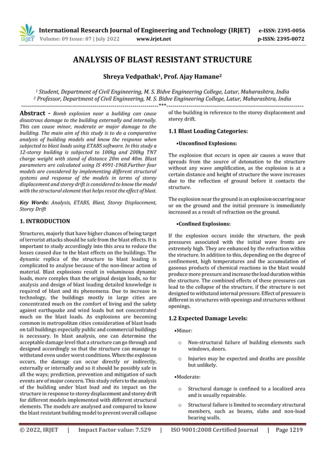 Analysis Of Blast Resistant Structure Pdf