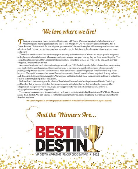 And The Winners Are Best In Destin 2023 Vip Destin Magazine