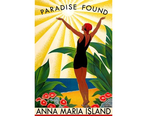 Anna Marie Island Paradise Found Florida Travel Poster Art Etsy