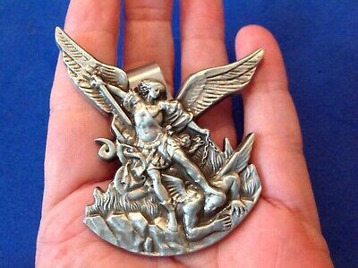 Archangel St Michael Visor Clip Safety Protection Saint Pewter Medal Ebay