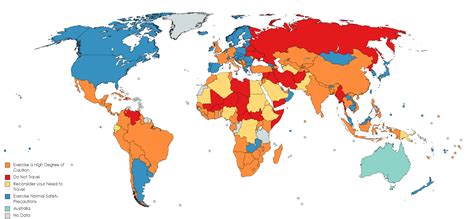 Australian Government Travel Advisory Levels R Mapporn