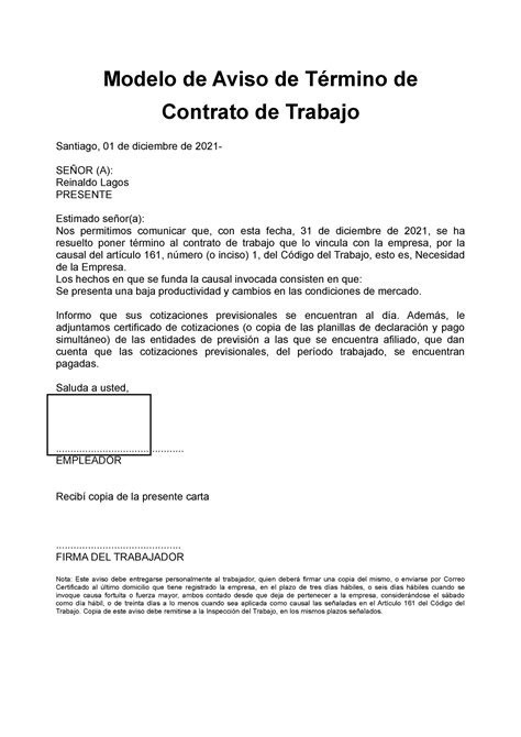 Aviso Previo Termino Contrato De Experiencia Financial Report