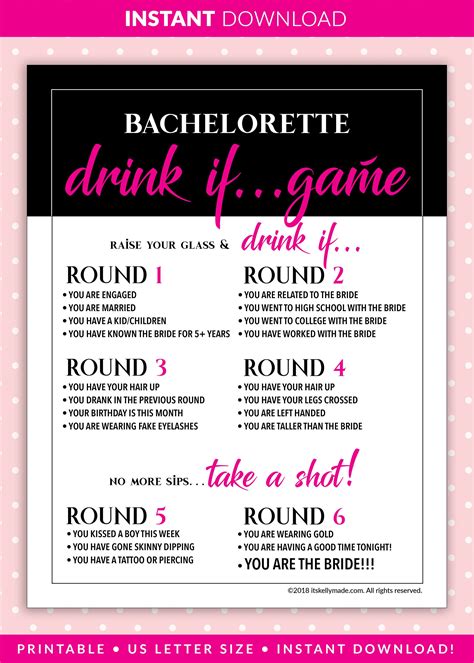 Bachelorette Party Games Bachelorette Games Drink If Game Etsy In 2021 Bridal Bachelorette