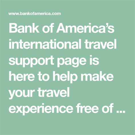 Bank Of America S International Travel Support Page Is Here To Help