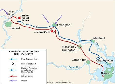 Battle Map Lexington And Concord History